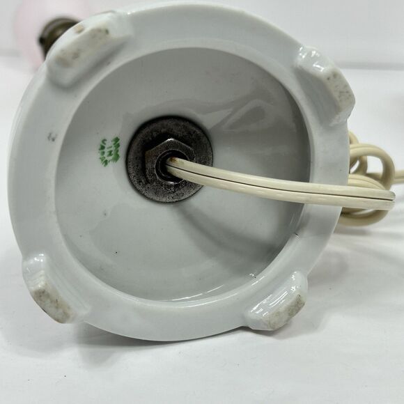 Porcelain Floral Lamps Table Cottagecore Boudoir 12" White Gold Trim Pair 50s? - Picture 12 of 16